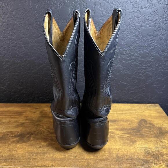 Tony‎ Lama Cowboy Western Riding Boots Mens Size 9B Black Leather Pointed Toe - Picture 4 of 7